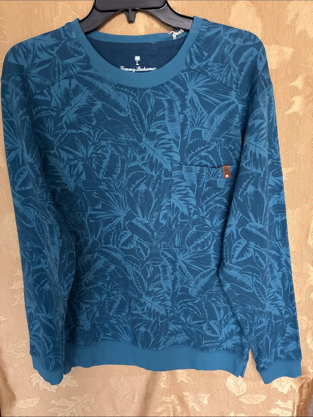 Tommy Bahama Teal Tropical-Print Crewneck Sweater